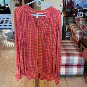 Pilcro Vibrant Plaid Button-Up Shirt Size Large